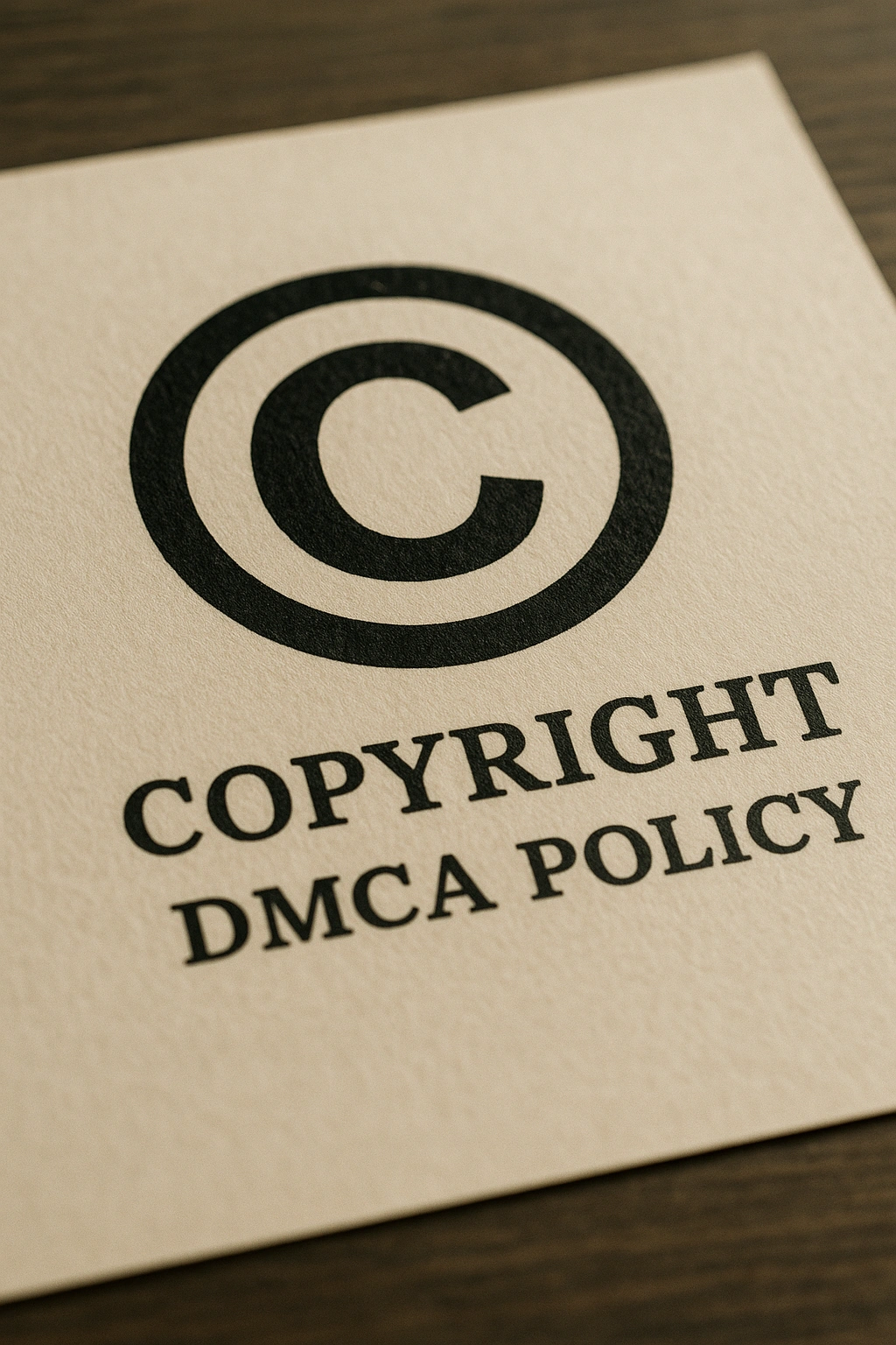 A stylized copyright symbol on a document, representing the copyright and DMCA policy for peternakan.web.id.