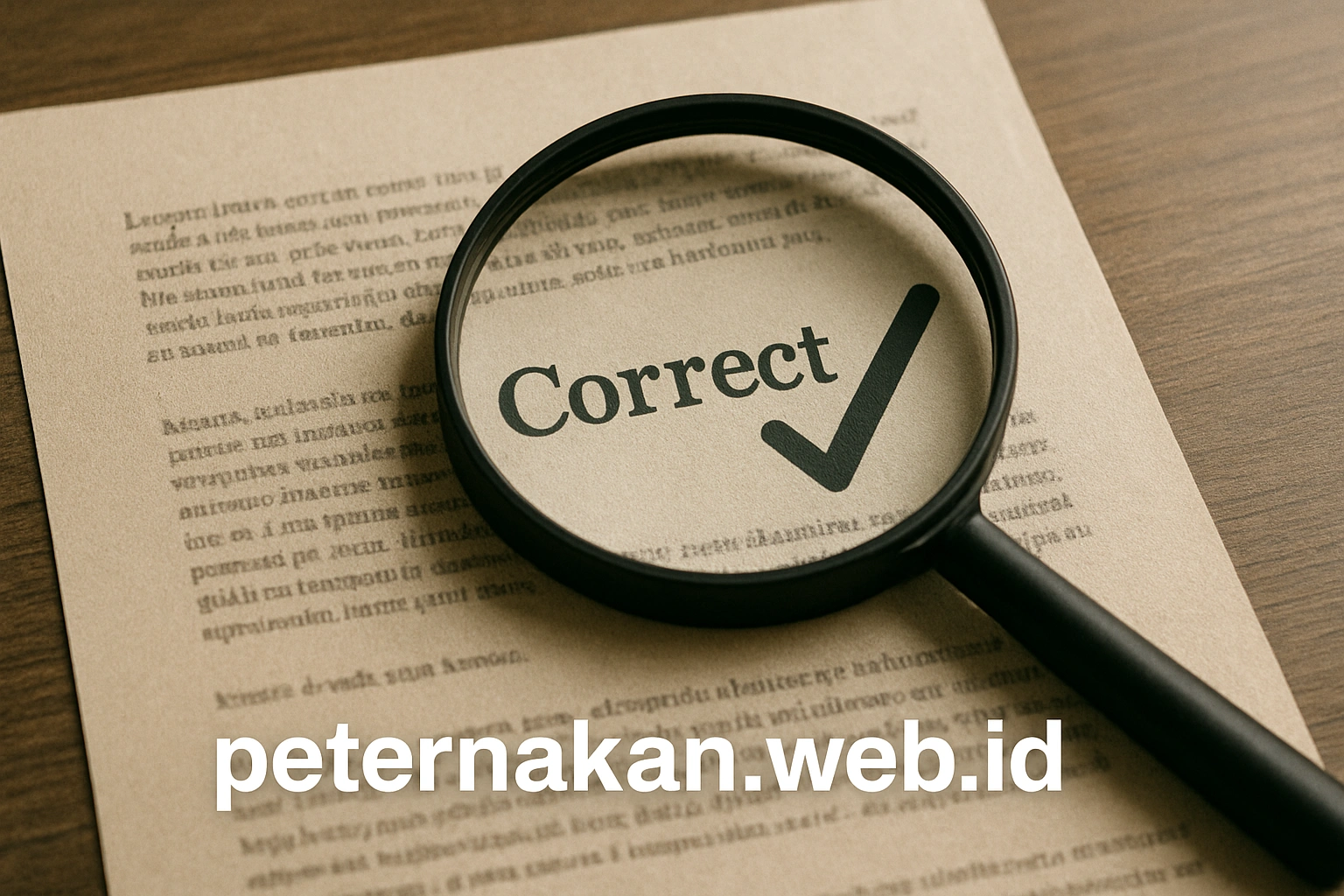 An image of a magnifying glass over a document, symbolizing the commitment to Corrections and Updates Policy at peternakan.web.id.